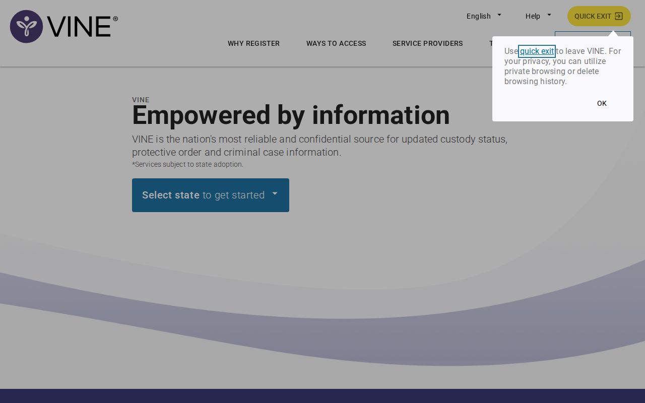 Gray County VINELink inmate check search screen